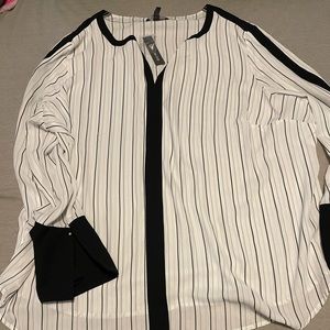 The Limited black & white stripe dressy top NWT